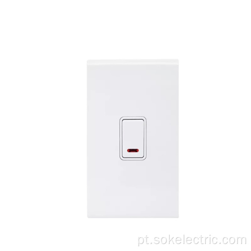 Interruptor de pólo duplo 45A250V com Neon Branco 86x147mm